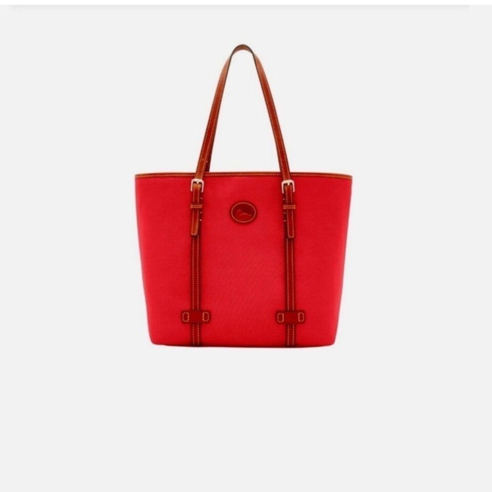 Dooney and Bourke nylon east west shopper red tote